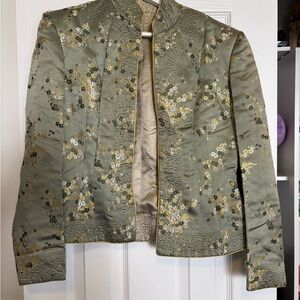 Chinese style Olive Green Embroidered Floral Jacket